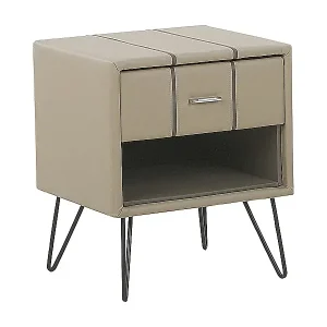 Direkt Vom Hersteller Nachttisch mit Schublade und Fach Kunstleder beige Glamour Look Betin