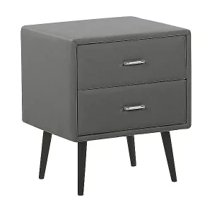 Nachttisch mit 2 Schubladen Kunstleder grau Glamour Look Essonne Neue Kollektion