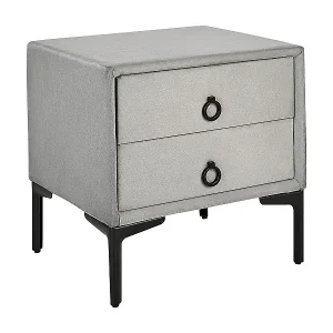 Nachttisch Samt hell grau 2 Schubladen schwarze Metallbeine modern Sezanne Meistverkauft