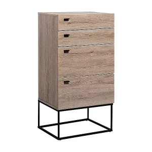 Industrielle Kommode 4 Schubladen Eichenholzfurnierte MDF-Platte hellbraun Acra Sichere Zahlung