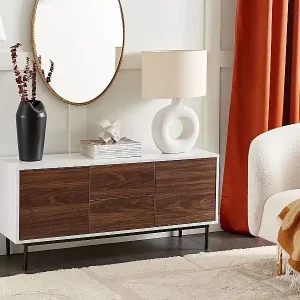 Sideboard mit Türen Schubladen dunkler Holzfarbton / weiß Tip-on Technik Okland Heißes Angebot