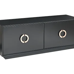 Bestseller Sideboard schwarz mit 4 Türen goldenen Griffen 120 x 40 x 45 cm Modern Oxnard