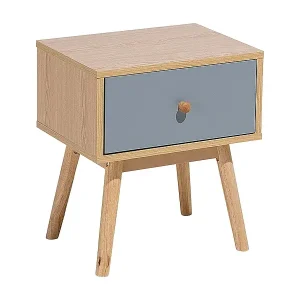 Kracherpreis Stilvoller Nachttisch 1 Schublade Holzbeine grau Arvada