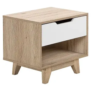 Preisreduziert Nachttisch weiss/heller Holzfarbton Schublade modernes Design Spencer