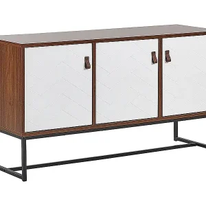Top-Angebot Moderne Kommode dunkler Holzfarbton / weiss 3 Türen Nueva