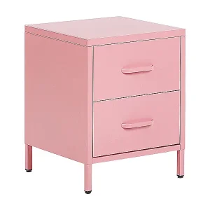 Heißes Angebot Nachttisch Stahl mit 2 Schubladen und 2 Griffen rosa Industrie Look Malavi