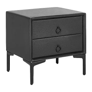 Finale Aktion Nachttisch Kunstleder schwarz 2 Schubladen schwarze Metallbeine modern Sezanne