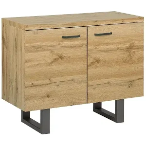 Modernes Sideboard mit 2 Türen heller Holzfarbton Industrieller Stil Timber Meistverkauft
