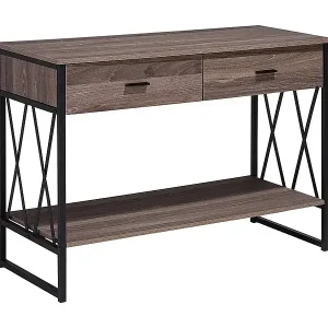 Neu Praktischer Konsolentisch Holzoptik dunkelbraun 2 Schubladen Industrie Ayden