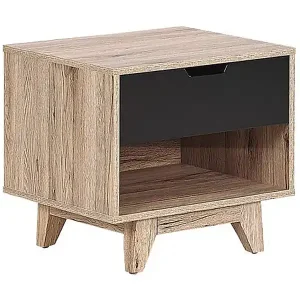 Nachttisch heller Holzfarbton/schwarz Schublade modernes Design Spencer Direkt Vom Hersteller