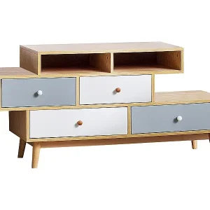 Schneller Versand Kommode mit 4 Schubladen IRVINE Braun / Weiss