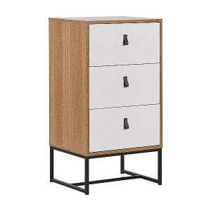Moderne Kommode heller Holzfarbton / weiss 3 Schubladen Nueva Sale