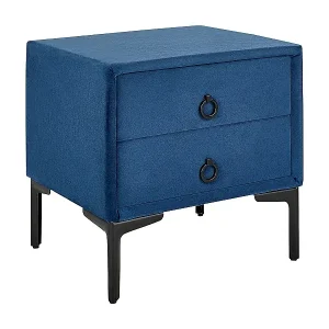 Schneller Versand Nachttisch mit 2 Schubladen SEZANNE Samtstoff Marineblau