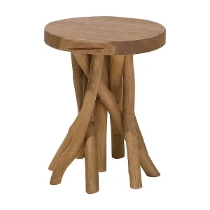 Rustikaler Beistelltisch mit natürlichem Charme Teakholz hellbraun Merritt Markenprodukt