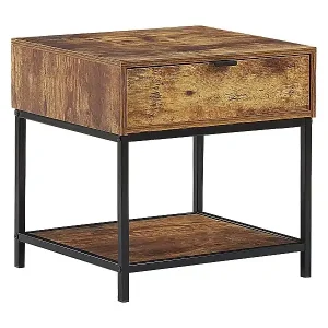 Attraktiver Beistelltisch im platzsparendem Design im dunkler Holzfarbton Geprüft