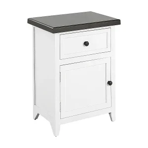 Nachttisch im Retro-Stil 1 Schublade weiß / dunkler Holzfarbton Layola Neue Ware