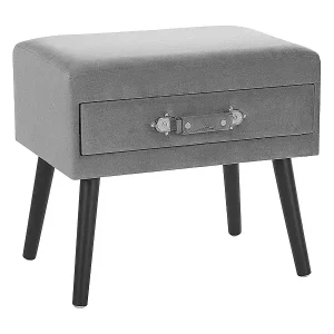 Lustiger Nachttisch 1 Schublade Koffer-Optik Samtstoff grau Eurostar Online Kaufen