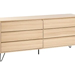 Kommode Aufbewahrungsschrank Sideboard 6 Schubladen minimalistischer Stil hellbraun Cardigan Angebot