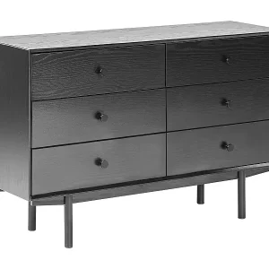 Kommode mit 6 Schubladen schwarz schlichtes modernes Design Alcester Kostenloser Rückversand