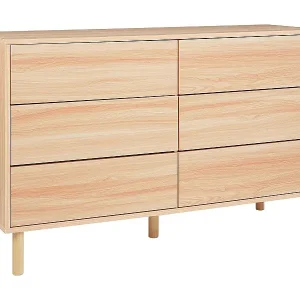 Nur Für Kurze Zeit Kommode mit 6 Schubladen SHARPE Hellbraun