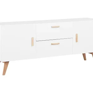 Super-Preis Sideboard mit Beinen aus Buchenholz in Weiß Kommode MEET II