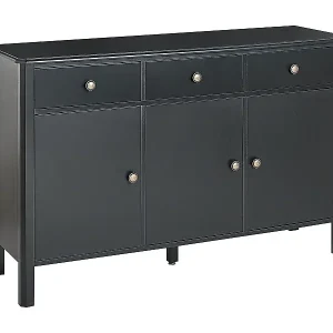 Heißes Angebot Sideboard schwarz mit 3 Türen 3 Schubladen 120 x 39 x 75 cm Modern Olate