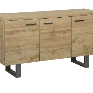 Modernes Sideboard mit 3 Türen heller Holzfarbton Industrieller Stil Timber Saisonangebot