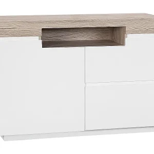 Kostenloser Versand Kommode weiß/heller Holzfarbton Schubladen MDF skandinavisches Design Marlin