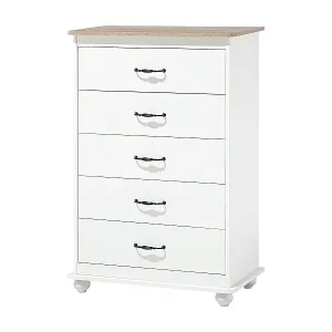 Skandinavische Kommode 5 Schubladen Spanplatte/Holz weiß Sharon Preiswert