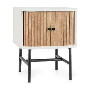 Garantierte Lieferung Nachttisch mit Schiebetüren Nachtschrank mit Stauraum 40 x 39 x 49 cm Weiß