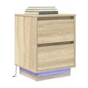 Wochenendangebot Nachttisch mit LED-Leuchten Sonoma-Eiche 38x34x50 cm