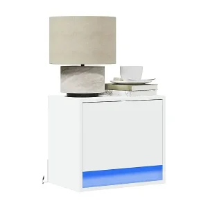 Wand-Nachttisch mit LED-Leuchten Weiß Nur Für Kurze Zeit