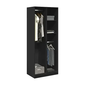 Ausverkauf Kleiderschrank Schwarz 80x50x200 cm Holzwerkstoff
