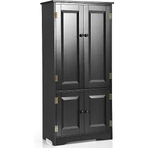 Highlight Mehrzweckschrank Vintage mit verstellbarem Regal Badschrank Flurschrank Garderobenschränke Kommode für Küche Wohn- & Schlafzimmer Schwarz VL32221