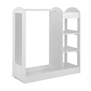 Gratis Versand Kleidergarderobe für Kinder Kostümgarderobe für Kinder mit Spiegel 93,5 x 38 x 100 cm Weiß