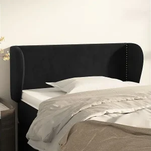 Begrenztes Angebot Kopfteil mit Ohren Schwarz 93x23x78/88 cm Samt