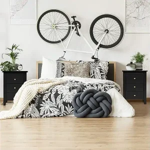 2er Set Nachttisch mit 3 Schubladen Nachtschrank für Boxspringbett 46 x 37 x 65 cm Schwarz Kostenloser Versand