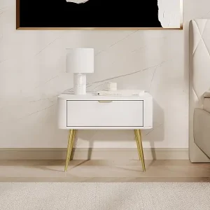 Saisonangebot Nachttisch mit Schublade - Weiß - 63 cm - OVAL