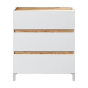 Mega-Angebot Kommode 3 Schubladen in Eichenoptik und Weiß L79 cm - TEMPUS