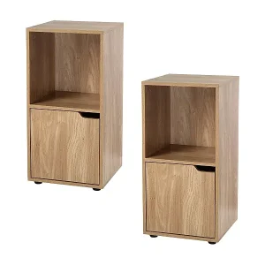 Nachttischen mit 2 Fächern im Holzdekor mit 1 Tür - L31 cm - Set aus 2 Highlight