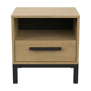 Nachttisch mit 1 Schublade und 1 Nische, Dekor Eiche und Mattschwarz Craft - L44,6 cm Nur Für Kurze Zeit