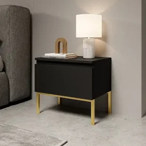 Nachttisch - Schwarz mit goldenem Metallgestell - BEMMI Sonderaktion