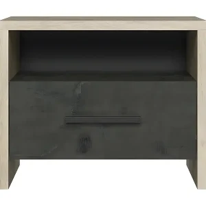 Nachttisch mit 1 Schublade und 1 Nische in Eichen- und schwarzem Dekor L49.6 x H40 cm - Colorado Sonderangebot