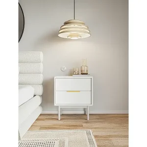 Neu Im Sortiment Nachttisch mit 2 Schubladen - weiß - 54 cm - VIVIARO