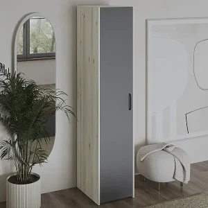 Aktuell Kleiderschrank Malmo, 1 Tür, mit Regalböden, Eiche Weiß/Anthrazit, 42 x 52 x 200 cm