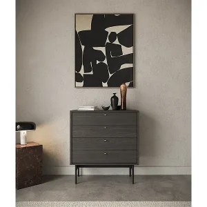 Direktkauf Kommode mit 4 Schubladen - Holzoptik Esche Portland Schwarz - 85,5 cm - OLAR