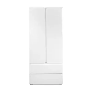 Schrank, 2 Türen, 2 Schubladen, weiß- L80 x H191 x T55 cm Gratis Versand