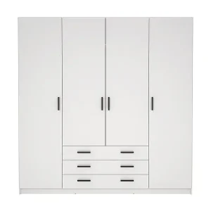 Knallerangebot Spell Kleiderschrank B183 cm 4 Türen und 3 Schubladen weiß.
