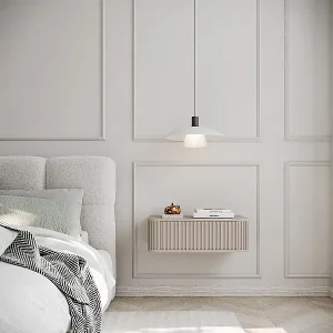 Zertifiziert Nachtkonsole mit Schublade - Greige - 63 cm - OVARLO