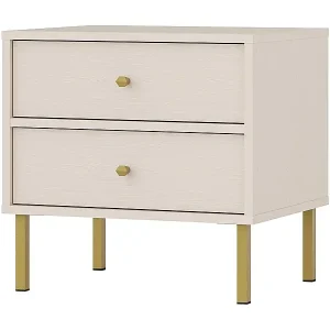 Begrenztes Angebot Nachttisch mit 2 Schubladen - Sandbeige - 52 cm - OKTIO
